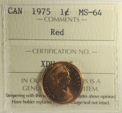 1975 Canada 1-cent ICCS Certified MS-64 Red