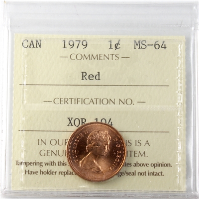 1979 Canada 1-cent ICCS Certified MS-64 Red