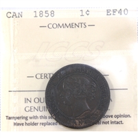 1858 Canada 1-cent ICCS Certified EF-40 (XXP 797)
