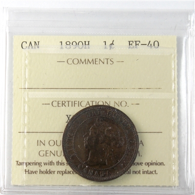 1890H Canada 1-cent ICCS Certified EF-40