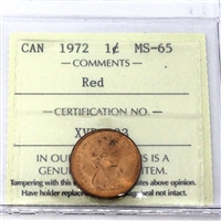 1972 Canada 1-cent ICCS Certified MS-65 Red