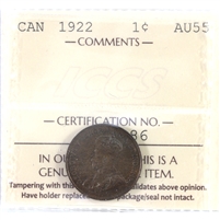 1922 Canada 1-cent ICCS Certified AU-55