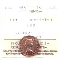 1955 SF, Large Denticles Canada 1-cent ICCS Certified PL-65 Red