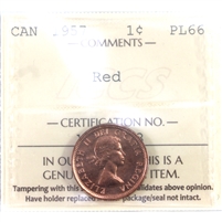 1957 Canada 1-cent ICCS Certified PL-66 Red