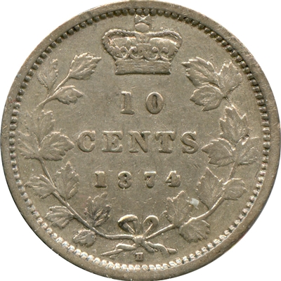 1874H Canada 10-cents F-VF (F-15) $