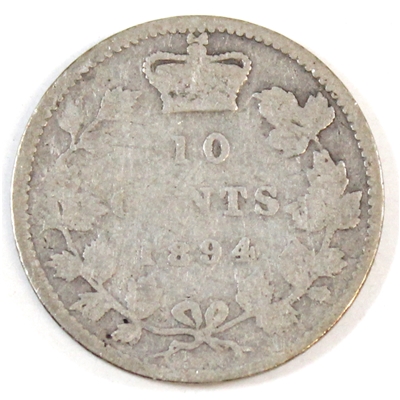 1894 Obv. 5 Canada 10-cents Good (G-4)