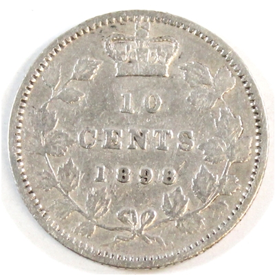 1898 Obv. 6 Canada 10-cents Very Fine (VF-20) $
