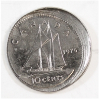 1975 Off Center Strike Canada 10 cent Brilliant Uncirculated (MS-63) $