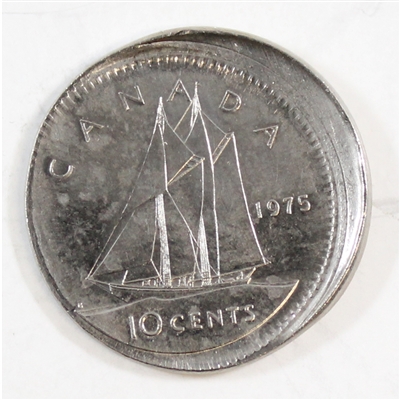1975 Off Center Strike Canada 10 cent Brilliant Uncirculated (MS-63) $