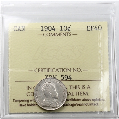 1904 Canada 10-cents ICCS Certified EF-40