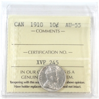 1910 Canada 10-cents ICCS Certified AU-55