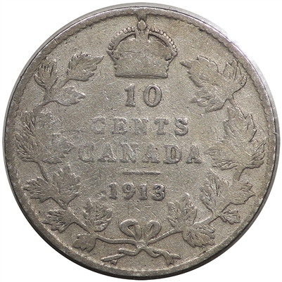 1913 Broad Leaves Canada 10-cents G-VG (G-6) $