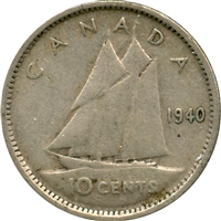 1940 Canada 10-cents Circulated