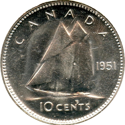 1951 Canada 10-cents Brilliant Uncirculated (MS-63)