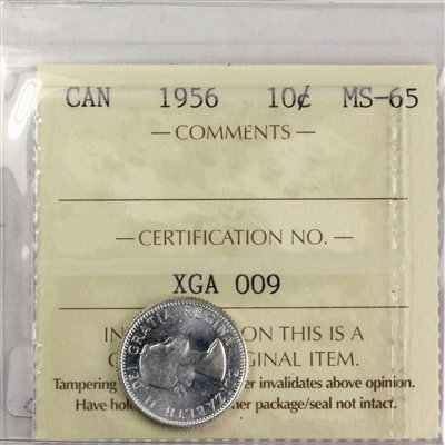 1956 Canada 10-cents ICCS Certified MS-65