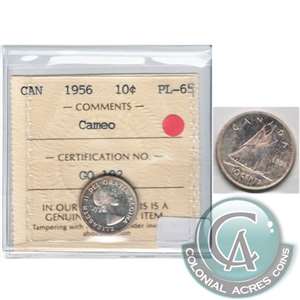 1956 Canada 10-cents ICCS Certified PL-65 Cameo