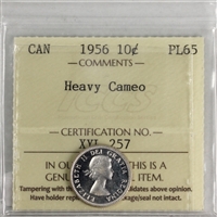 1956 Canada 10-cents ICCS Certified PL-65 Heavy Cameo