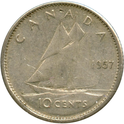 1957 Canada 10-cents Circulated