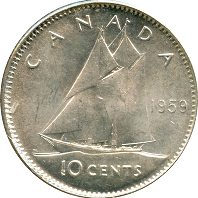 1959 Canada 10-cents Uncirculated (MS-60)