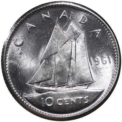 1961 Canada 10-cents Choice Brilliant Uncirculated (MS-64)