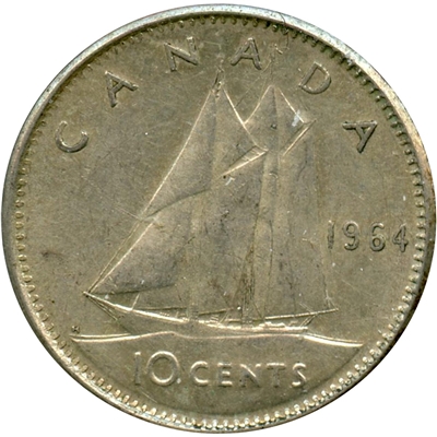 1964 Canada 10-cents Circulated