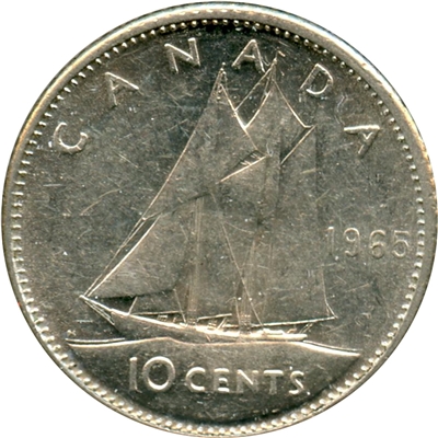 1965 Canada 10-cents Circulated