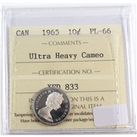 1965 Canada 10-cents ICCS Certified PL-66 Ultra Heavy Cameo