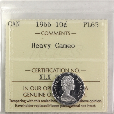 1966 Canada 10-cents ICCS Certified PL-65 Heavy Cameo