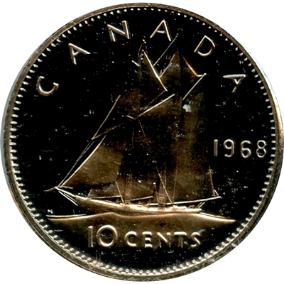 1968 Nickel Canada 10-cents Proof Like