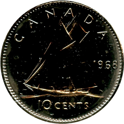 1968 Nickel Canada 10-cents Brilliant Uncirculated (MS-63)