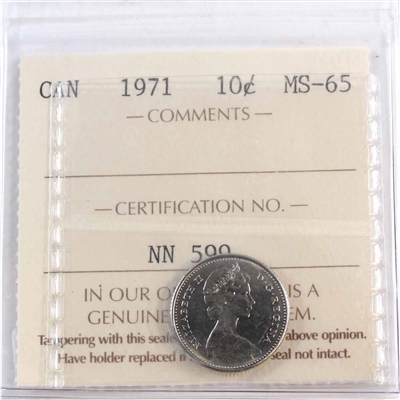 1971 Canada 10-cents ICCS Certified MS-65