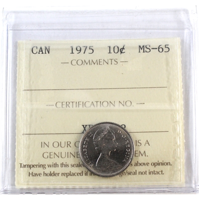 1975 Canada 10-cents ICCS Certified MS-65