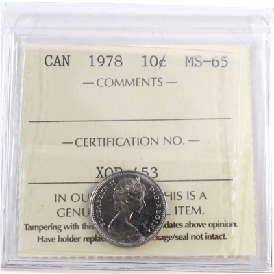 1978 Canada 10-cents ICCS Certified MS-65