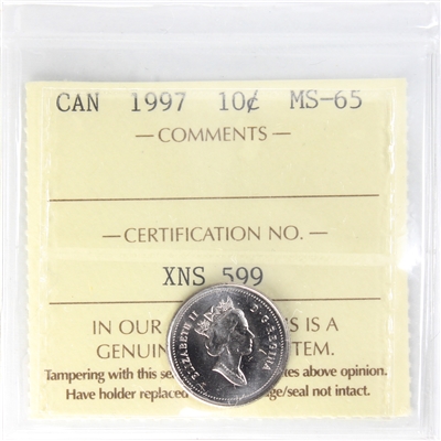 1997 Canada 10-cents ICCS Certified MS-65