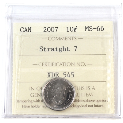 2007 Straight 7 Canada 10-cents ICCS Certified MS-66