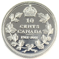 2011 100th Ann. Canada 10-cent Silver Proof