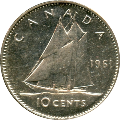 1961 Canada 10-cents UNC+ (MS-62)