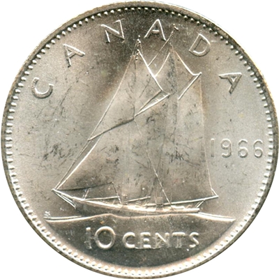 1966 Canada 10-cents Choice Brilliant Uncirculated (MS-64)