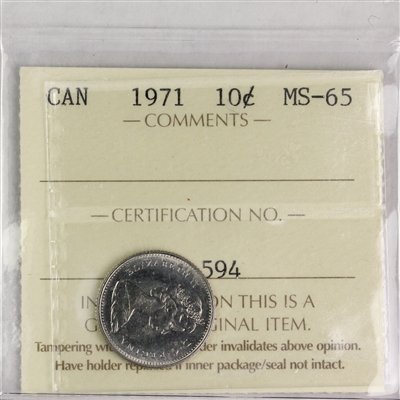 1974 Canada 10-cents ICCS Certified MS-65