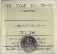 2006P Canada 10-cents ICCS Certified MS-66