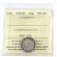 1882H Canada 10-cents ICCS Certified VF-20