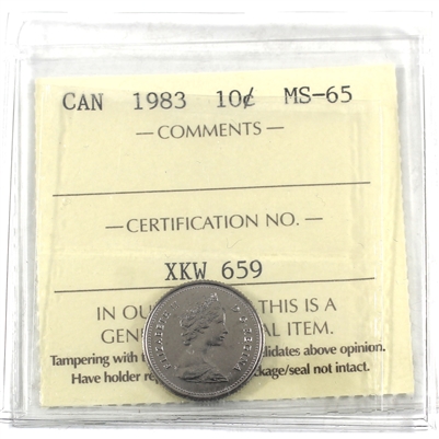1983 Canada 10-cents ICCS Certified MS-65