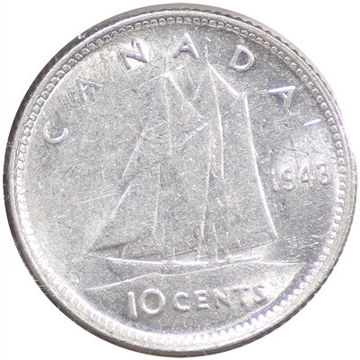 1943 Re-Engraved Canada 10-cent VF-EF (VF-30)