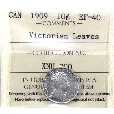 1909 Victorian Leaves Canada 10-cents ICCS Certified EF-40