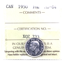 1950 Canada 10-cents ICCS Certified MS-64