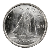1941 Re-Engraved Canada 10-cents Brilliant Uncirculated (MS-63) $