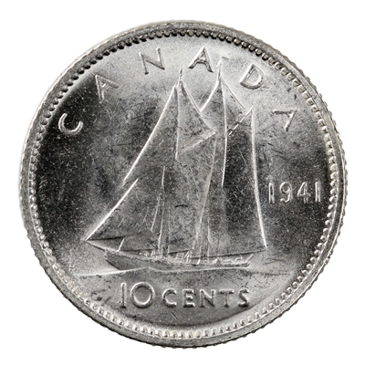1941 Re-Engraved Canada 10-cents Brilliant Uncirculated (MS-63) $