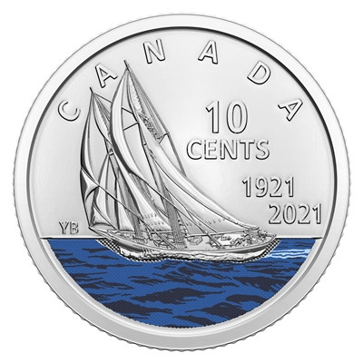 2021 Coloured Bluenose Canada 10-cent Brilliant Uncirculated (MS-63)