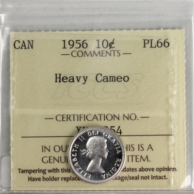 1956 Canada 10-cents ICCS Certified PL-66 Heavy Cameo