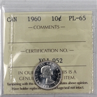 1960 Canada 10-cents ICCS Certified PL-65